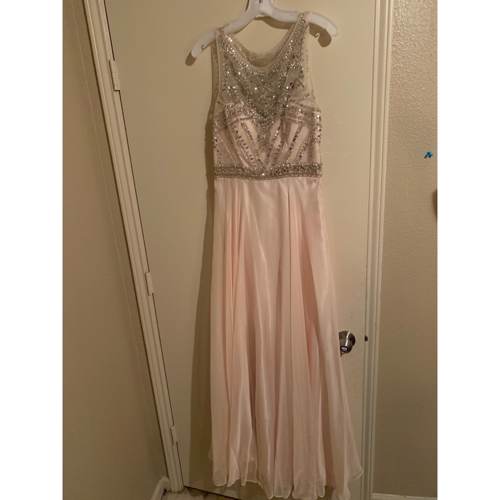 Aspeed Long Cream Gown with Silver Embellishments